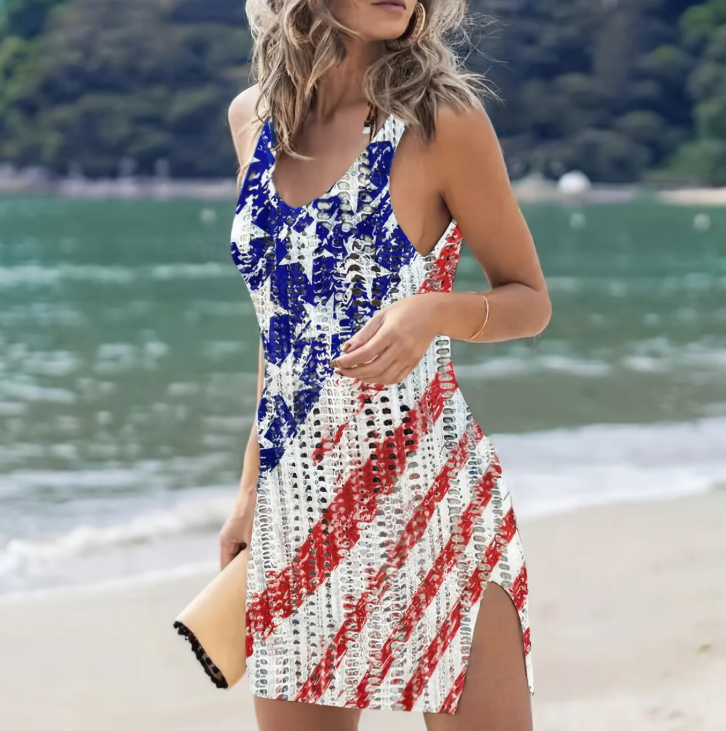 The Fourth of July Dress | American Flag Crochet Cover-Up